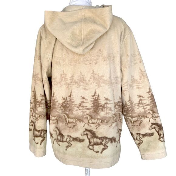 Bit & Bridle Vintage Fleece Running Horses Zip Up Sz M - Picture 2 of 6
